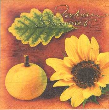 Serviette Indian Summer (Blatt, Sonnenblume, Kürbis), Rarität